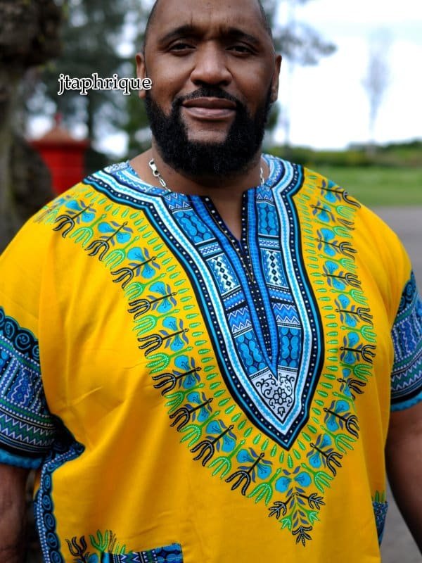 Men's Yellow African Dashiki Shirt - Image 4