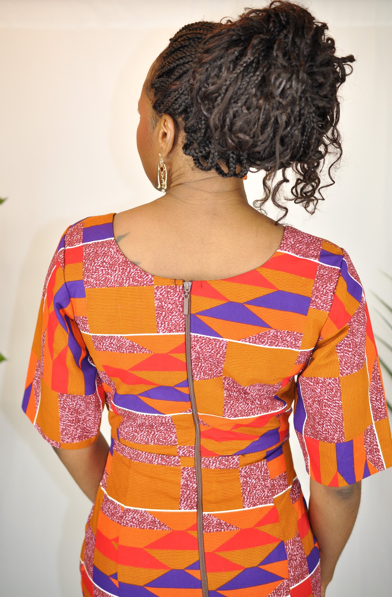 Teefah Colourful Kente African Silhouette Dress - Image 3