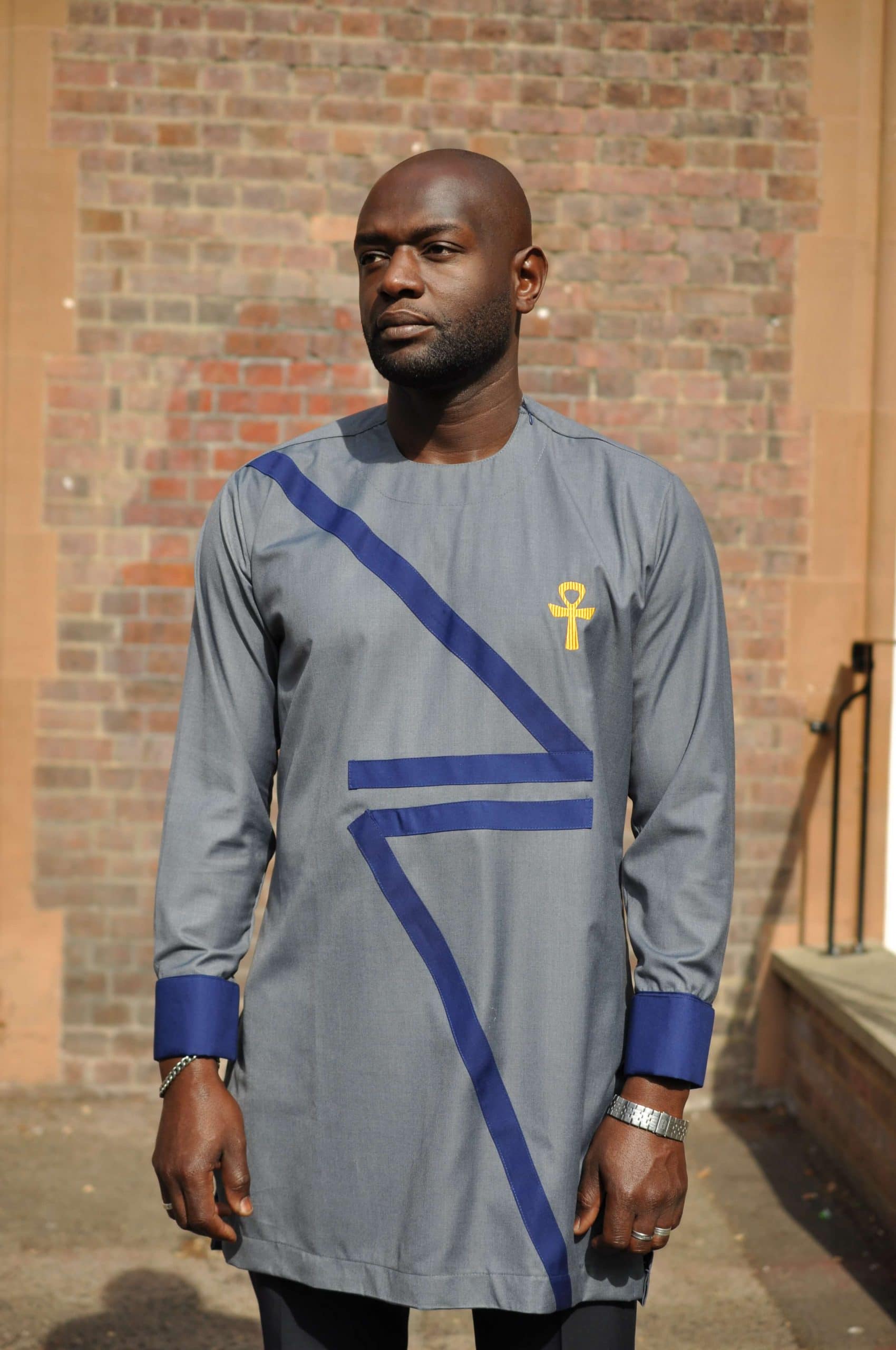 Ankh Grey African Men's Suit - Image 6