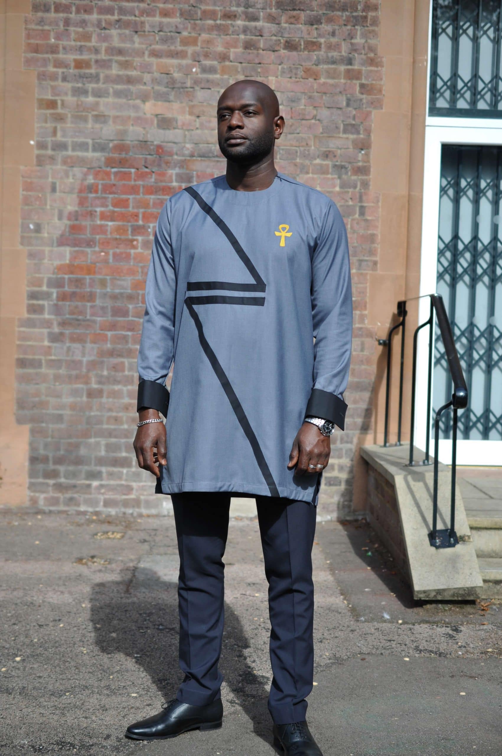 Ankh Grey African Men's Suit - Image 2