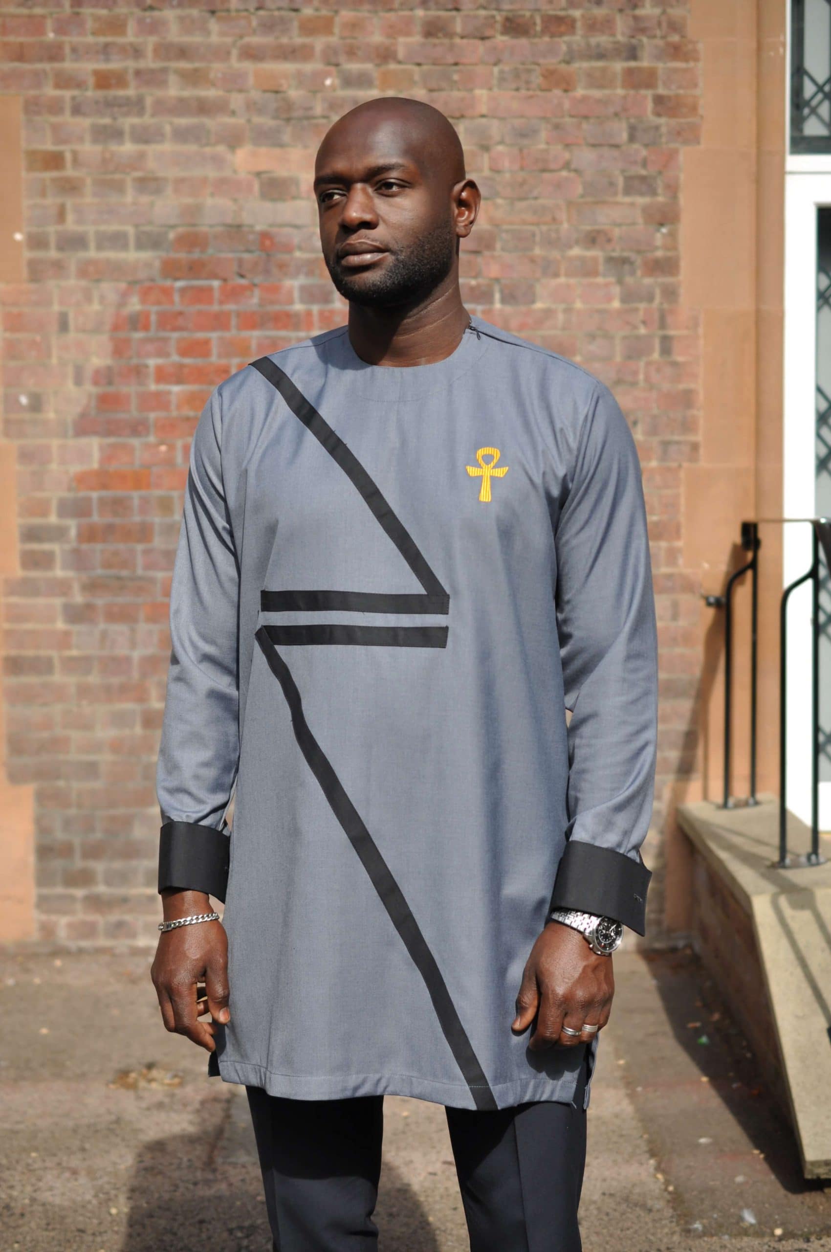 Ankh Grey African Men's Suit