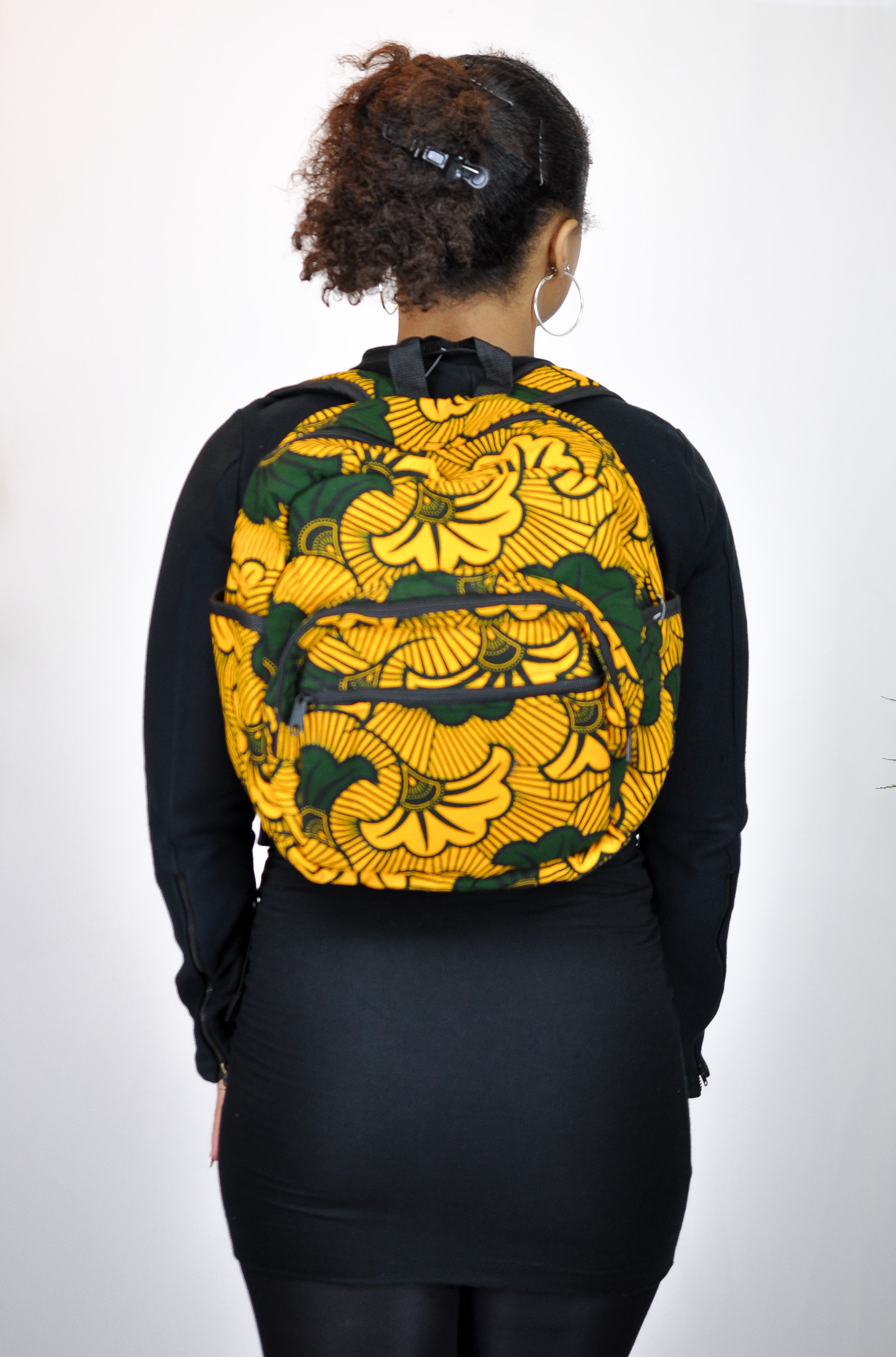 Divine Orange and Forest Green Ankara Backpack - Image 5