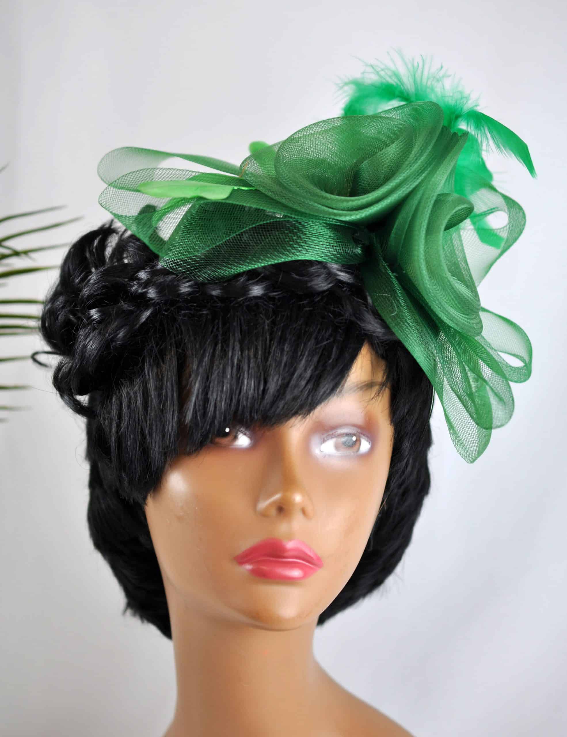 Tiombe Green Rose Fascinator - Image 2