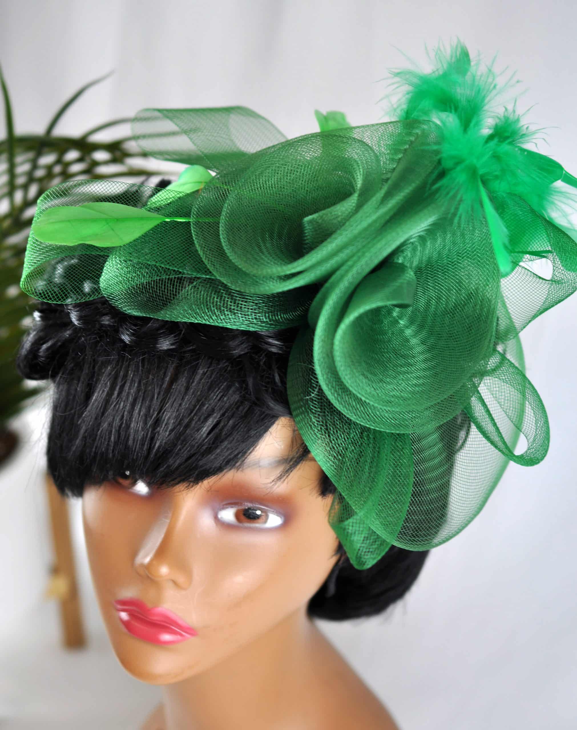 Tiombe Green Rose Fascinator