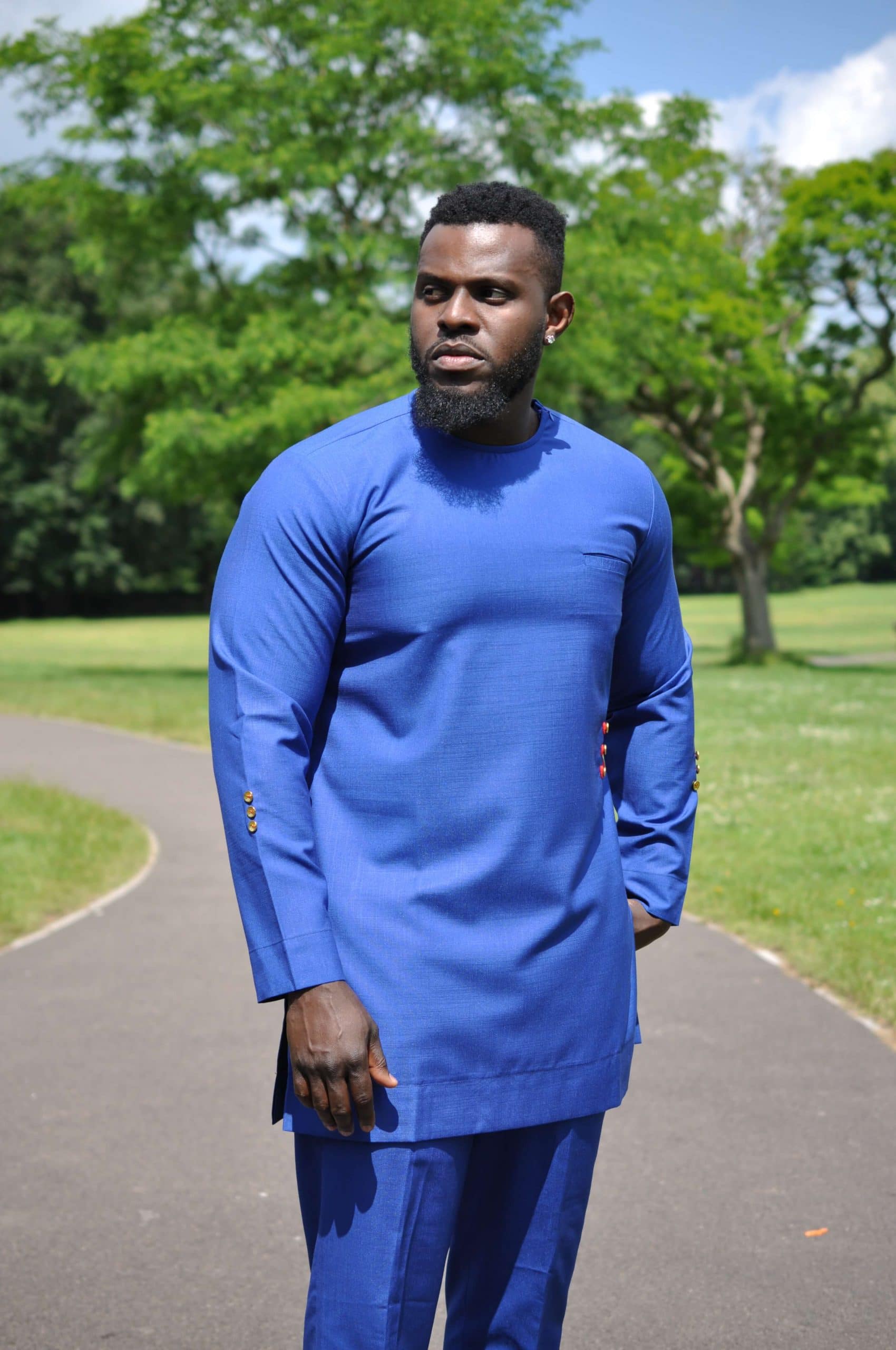 Kwoi Blue African Men's Suit - Image 2