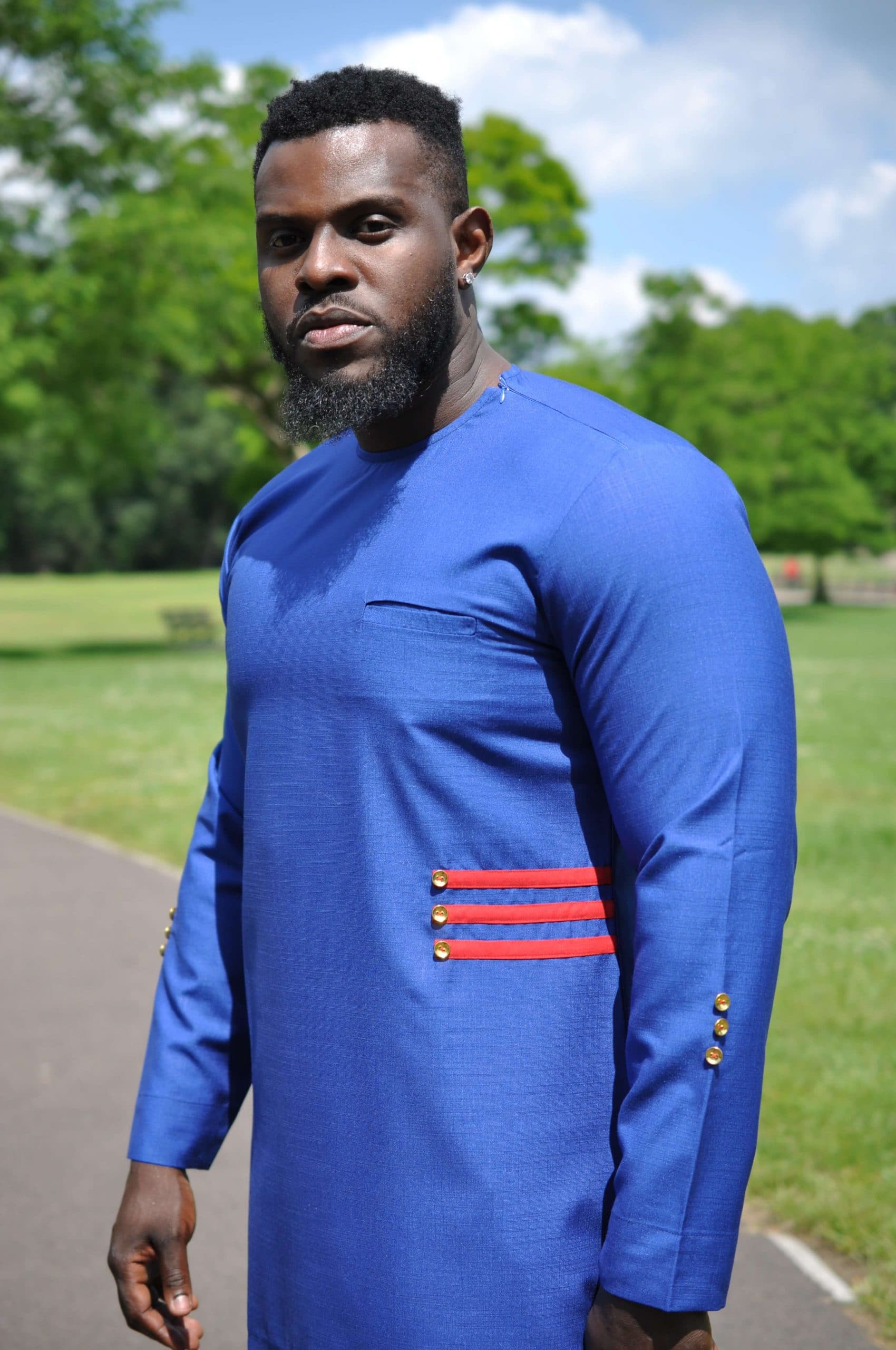 Kwoi Blue African Men's Suit - Image 5