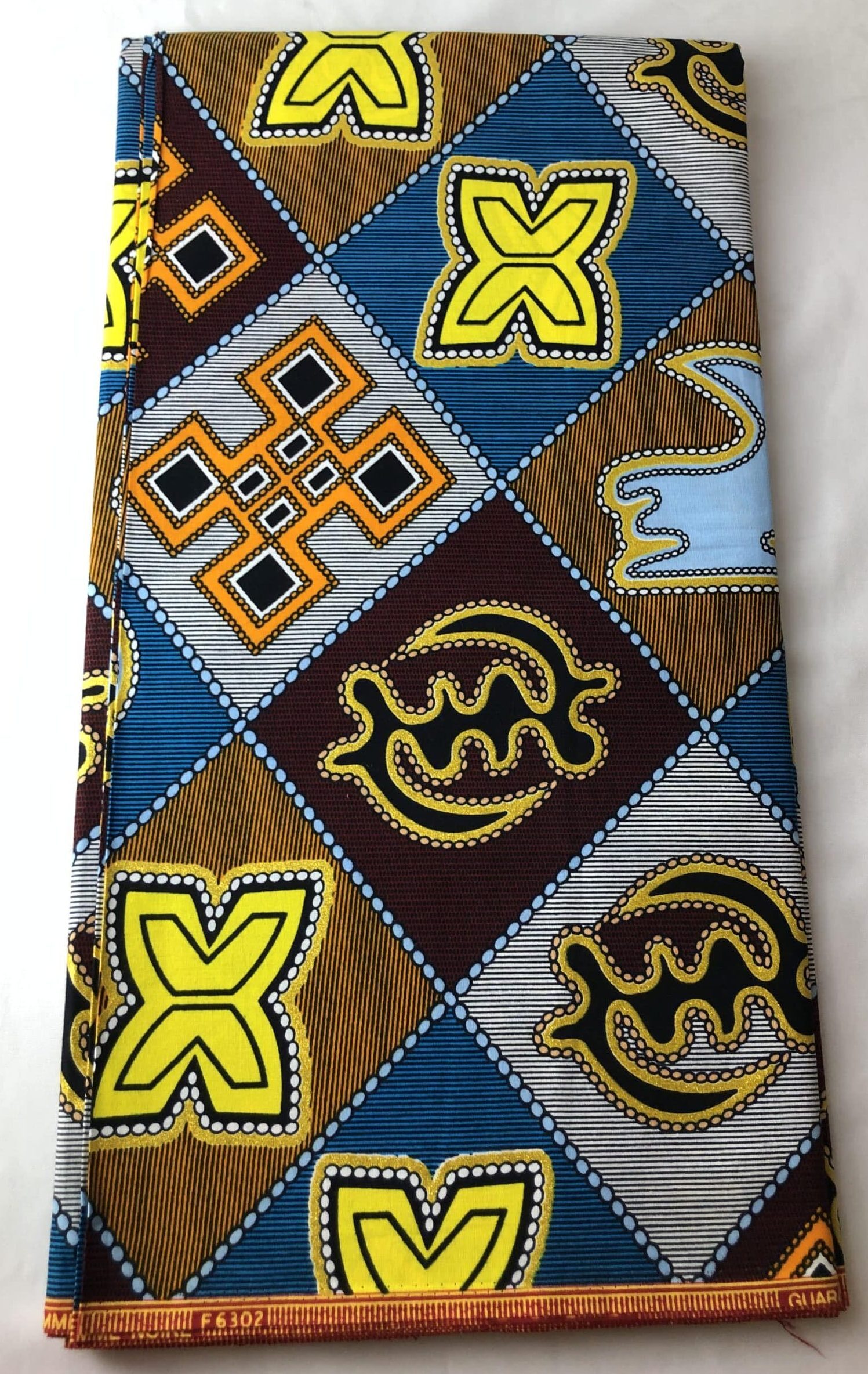 Authentic African Ankara Blue Multi Abstract Fabric