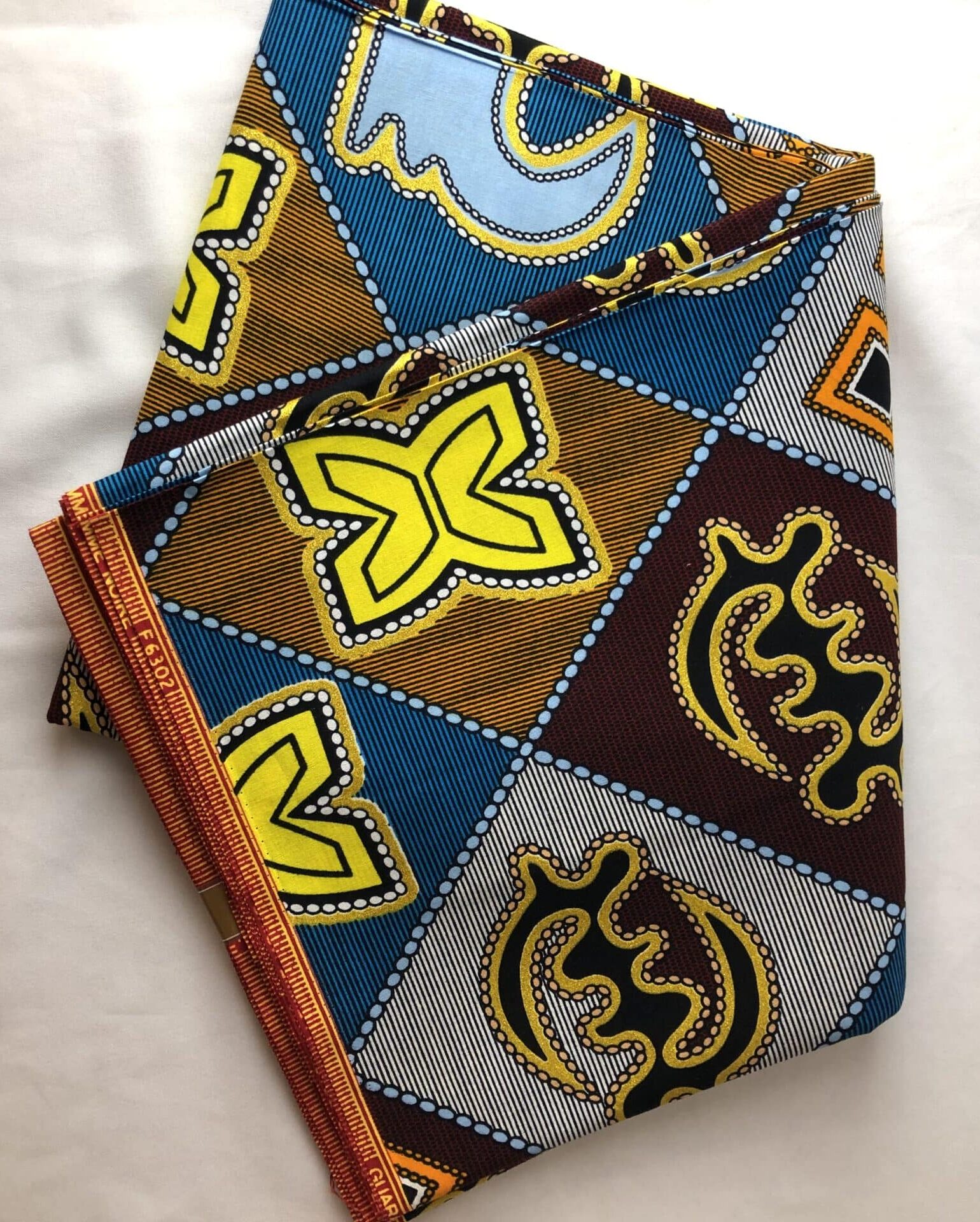 Authentic African Ankara Blue Multi Abstract Fabric - Image 4