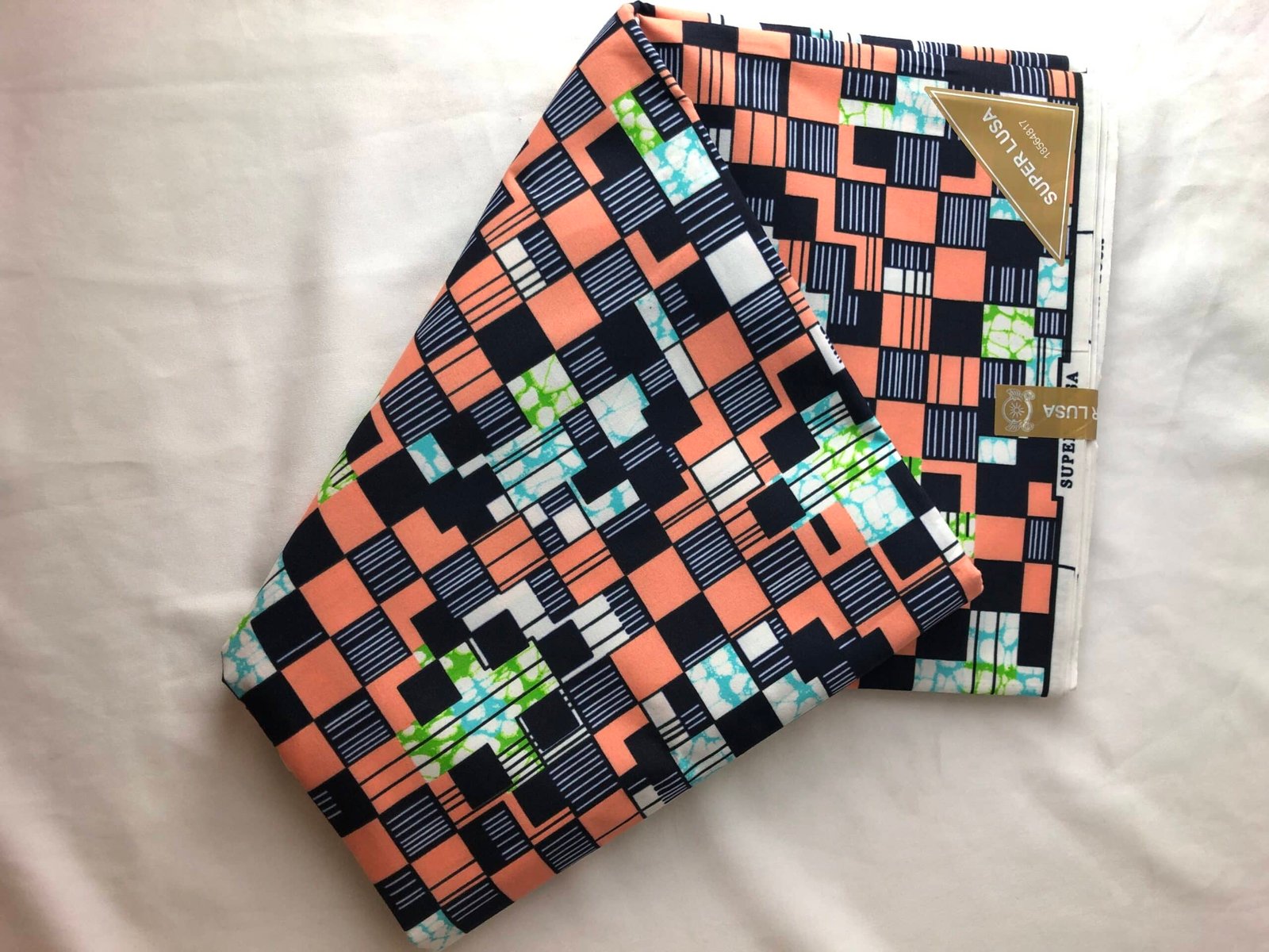 African Ankara Multi Cube Design 6 Yards VIP Fabric - Image 3