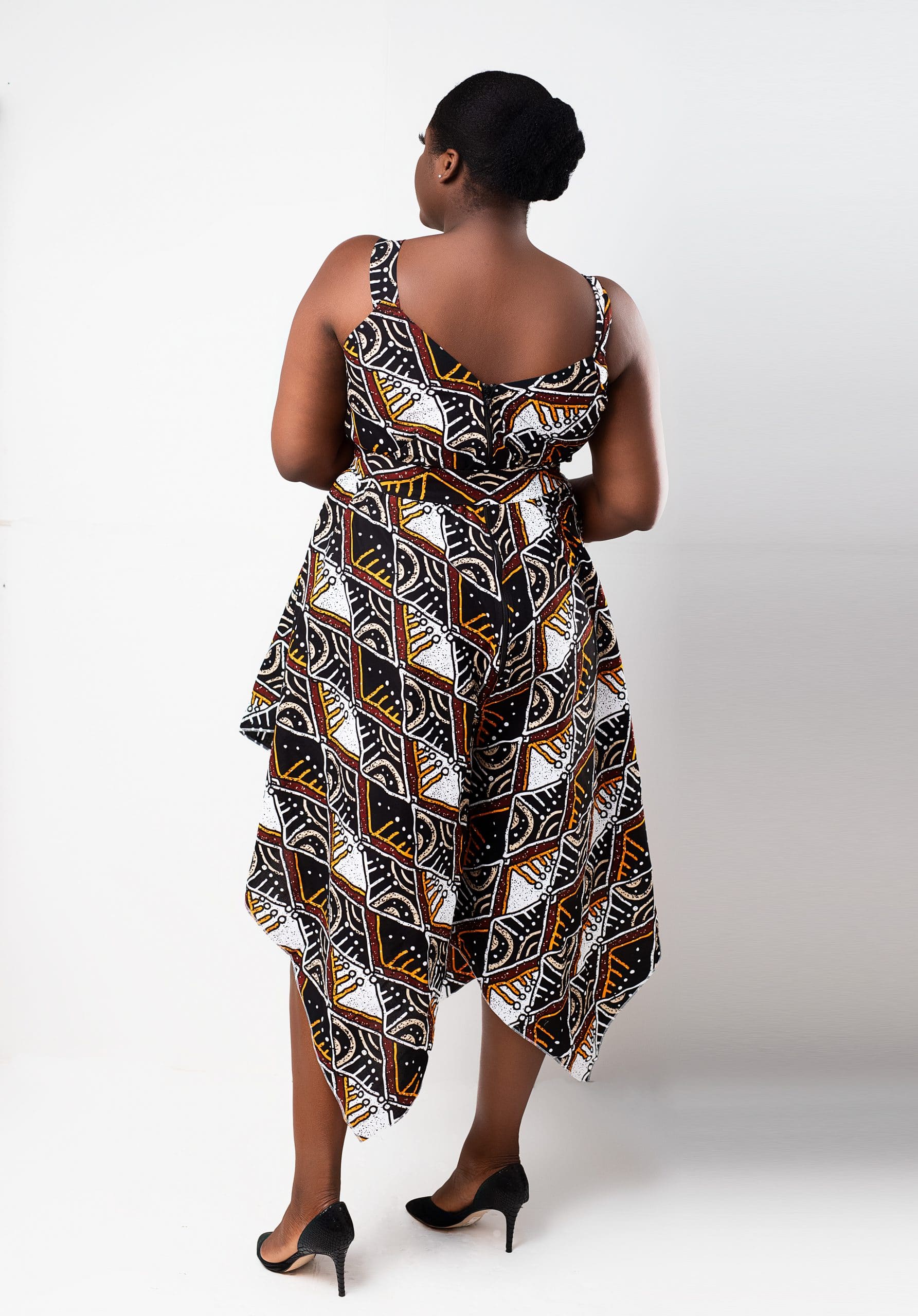 Rehema Black & Multi V-neck Ankara Jumpsuit - Image 4