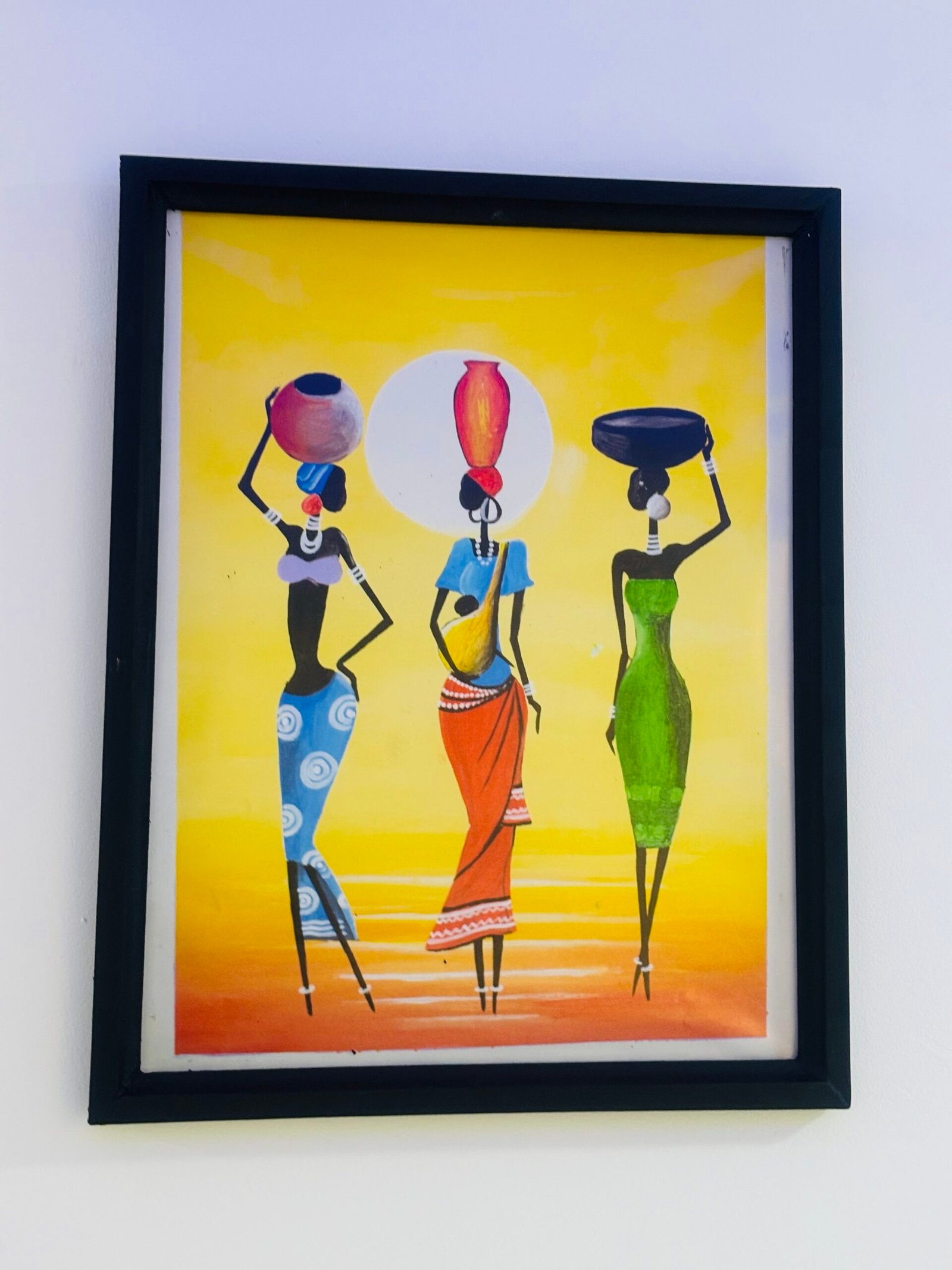 Vibrant Colourful three woman African Painting