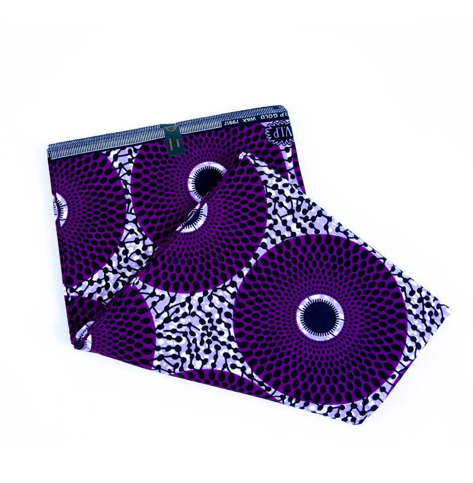 Vibrant African Beautiful Purple Circular Design Fabric - Image 4