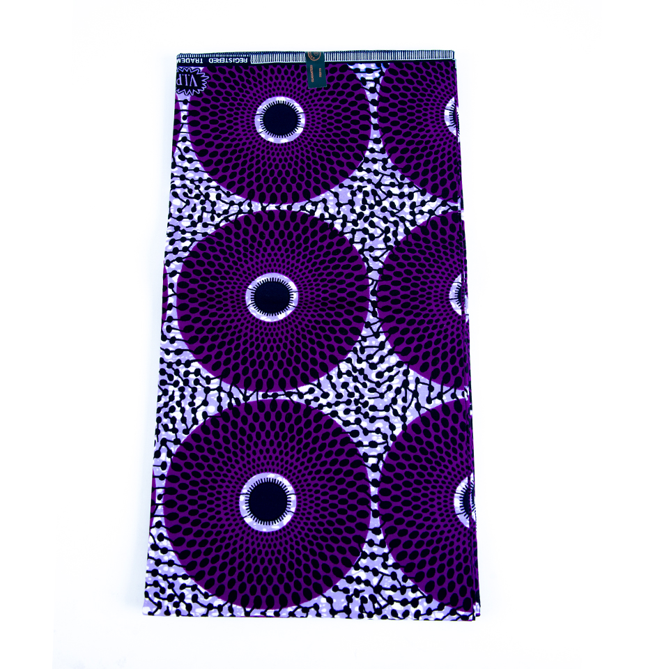 Vibrant African Beautiful Purple Circular Design Fabric - Image 2