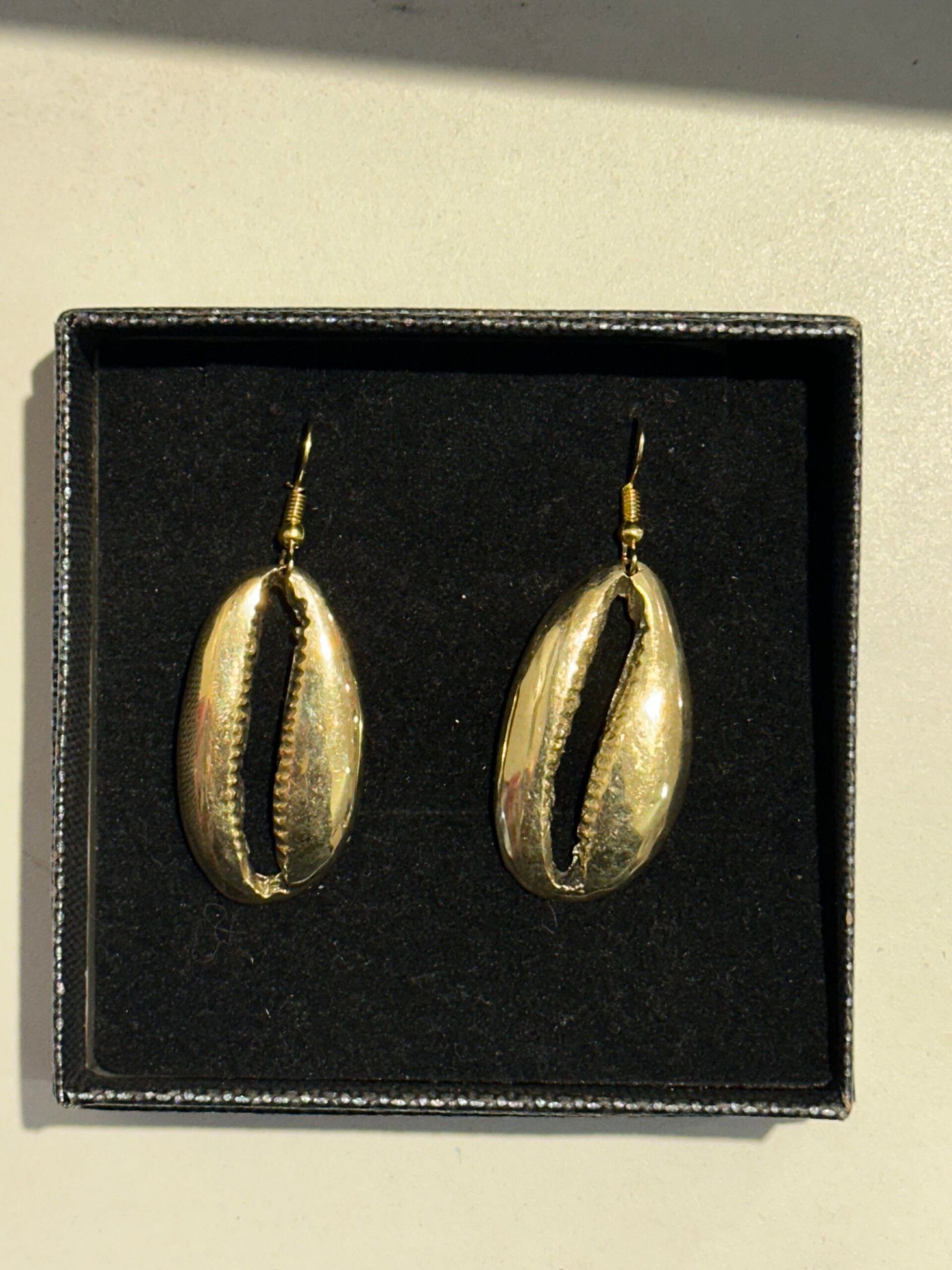 Handmade Gold Cowrie Shell Kenyan Earrings - Image 2