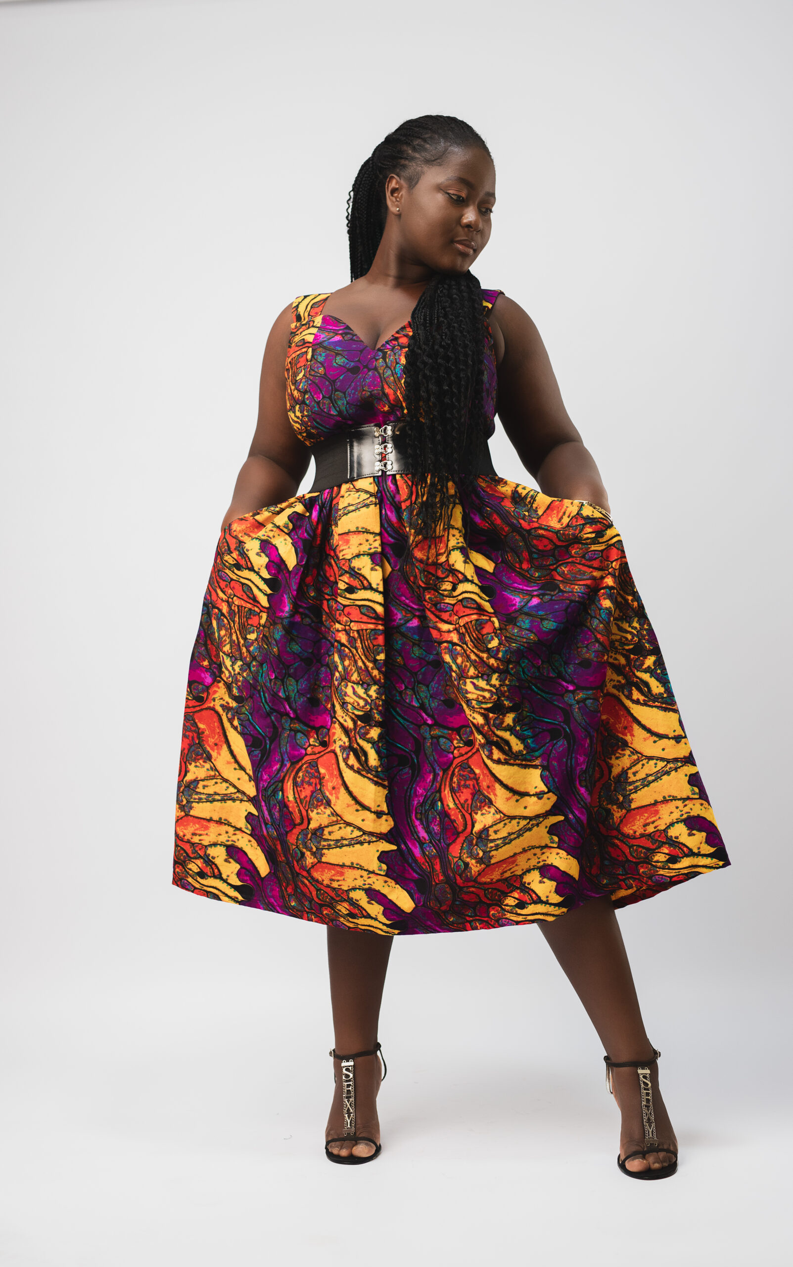 Love Heart Neck Multi Ankara Dress - Image 2