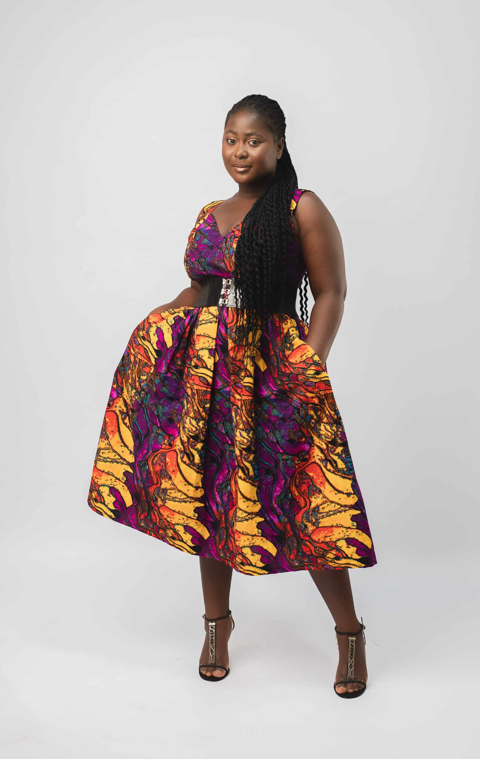Love Heart Neck Multi Ankara Dress