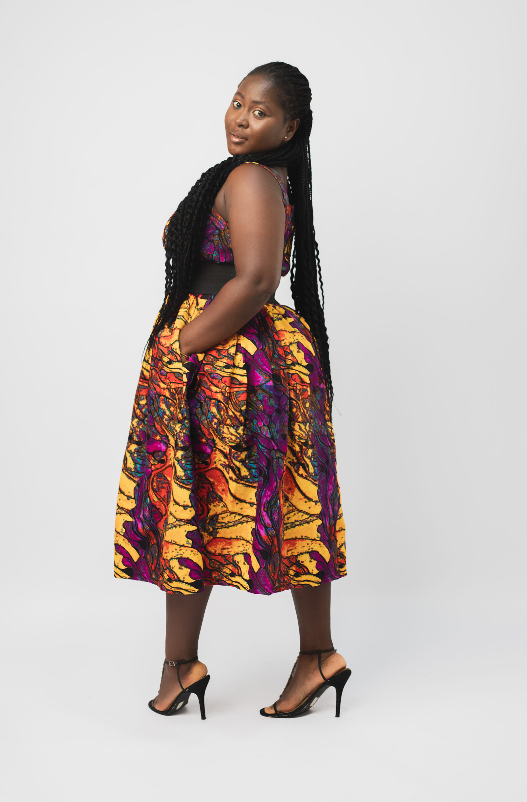 Love Heart Neck Multi Ankara Dress - Image 3