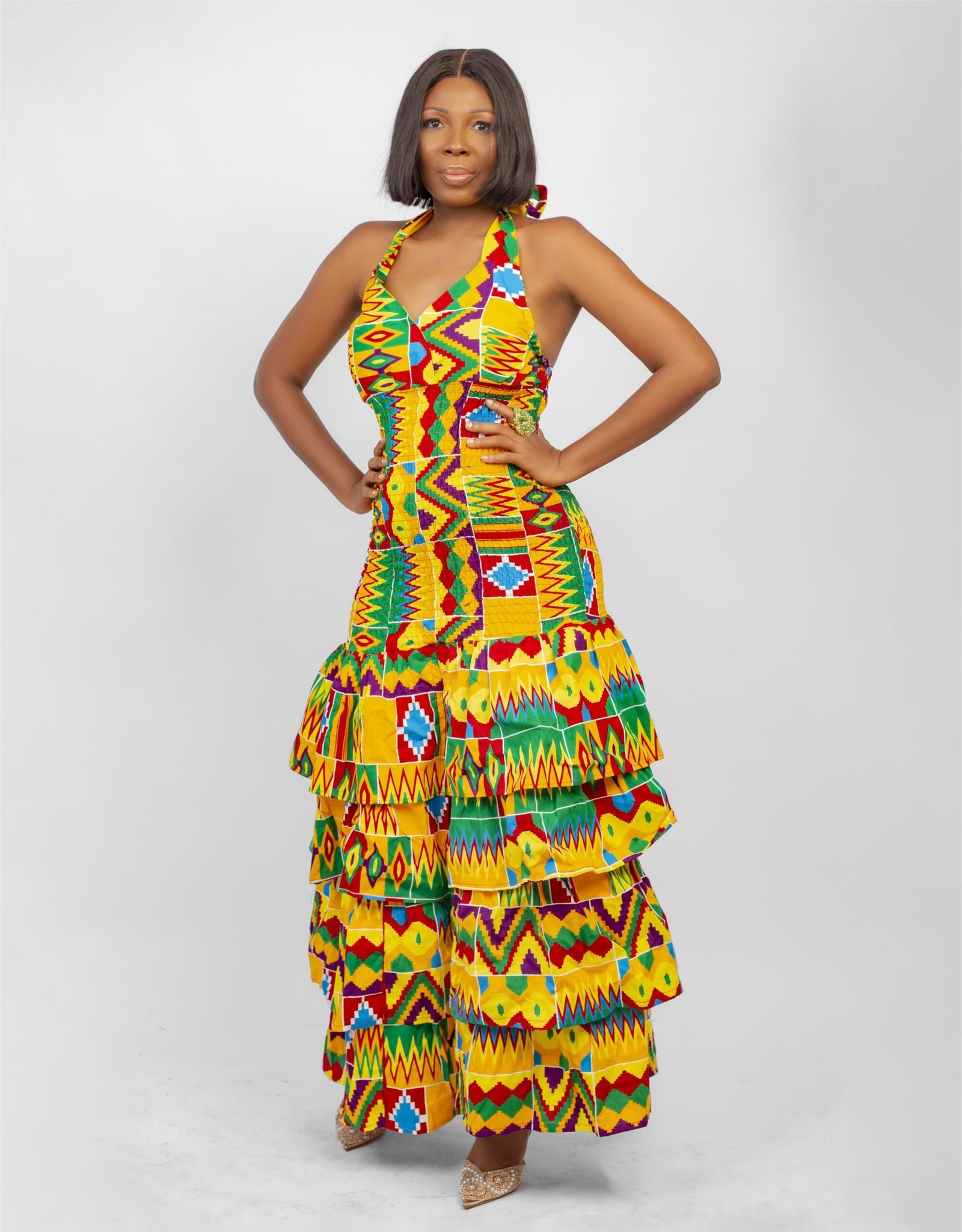 Ankara Maxi Halter Neck Dress - Kumalo