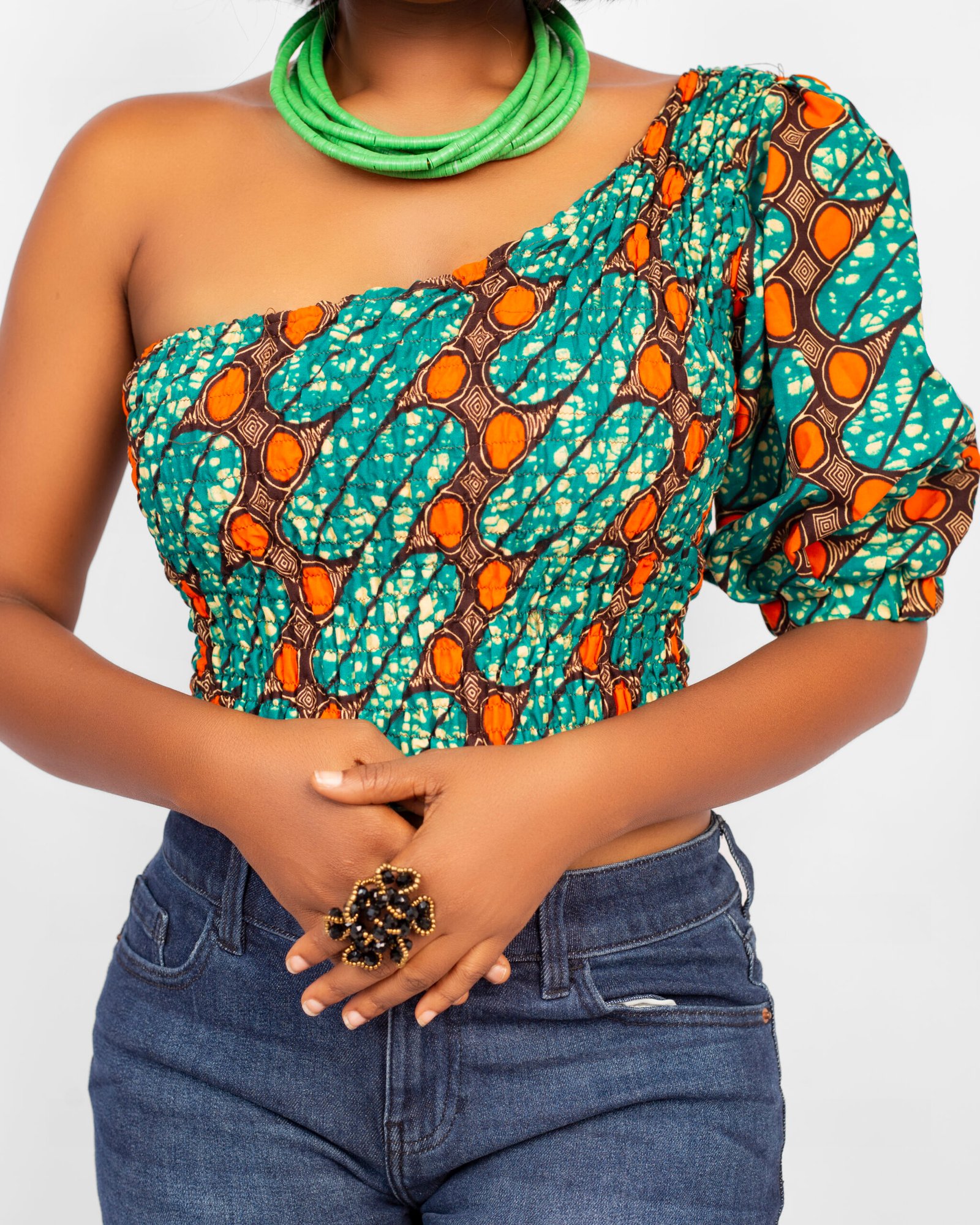 Moremi Assymetrical One-Sleeve Crop Top