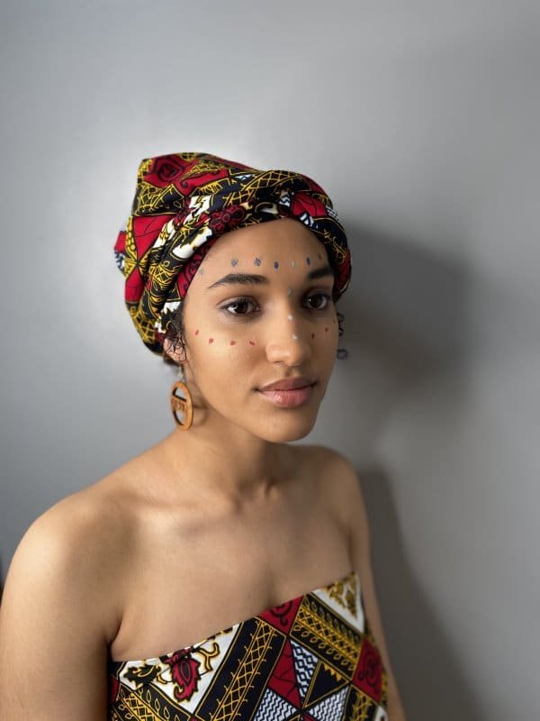 Red African Print Head Wrap / Scarf - Image 4