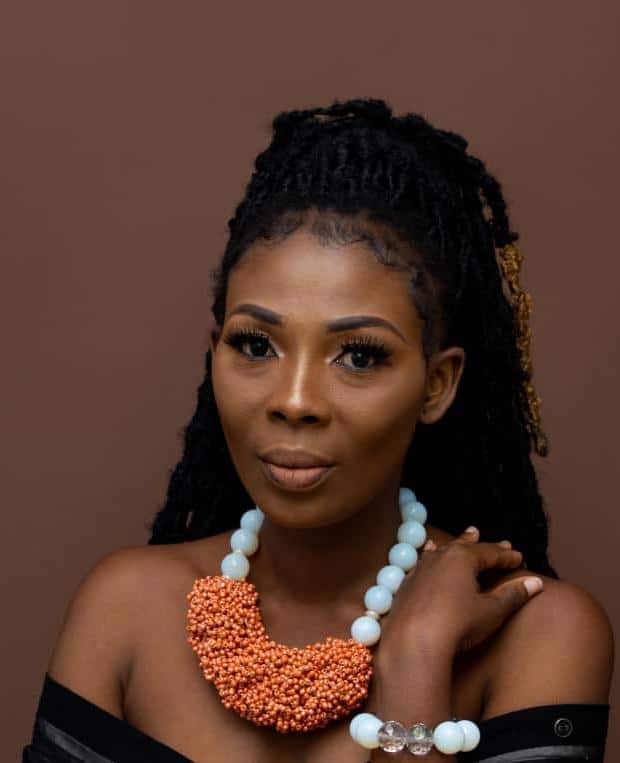 Orange & White Acrylic Beaded Necklace - Image 2