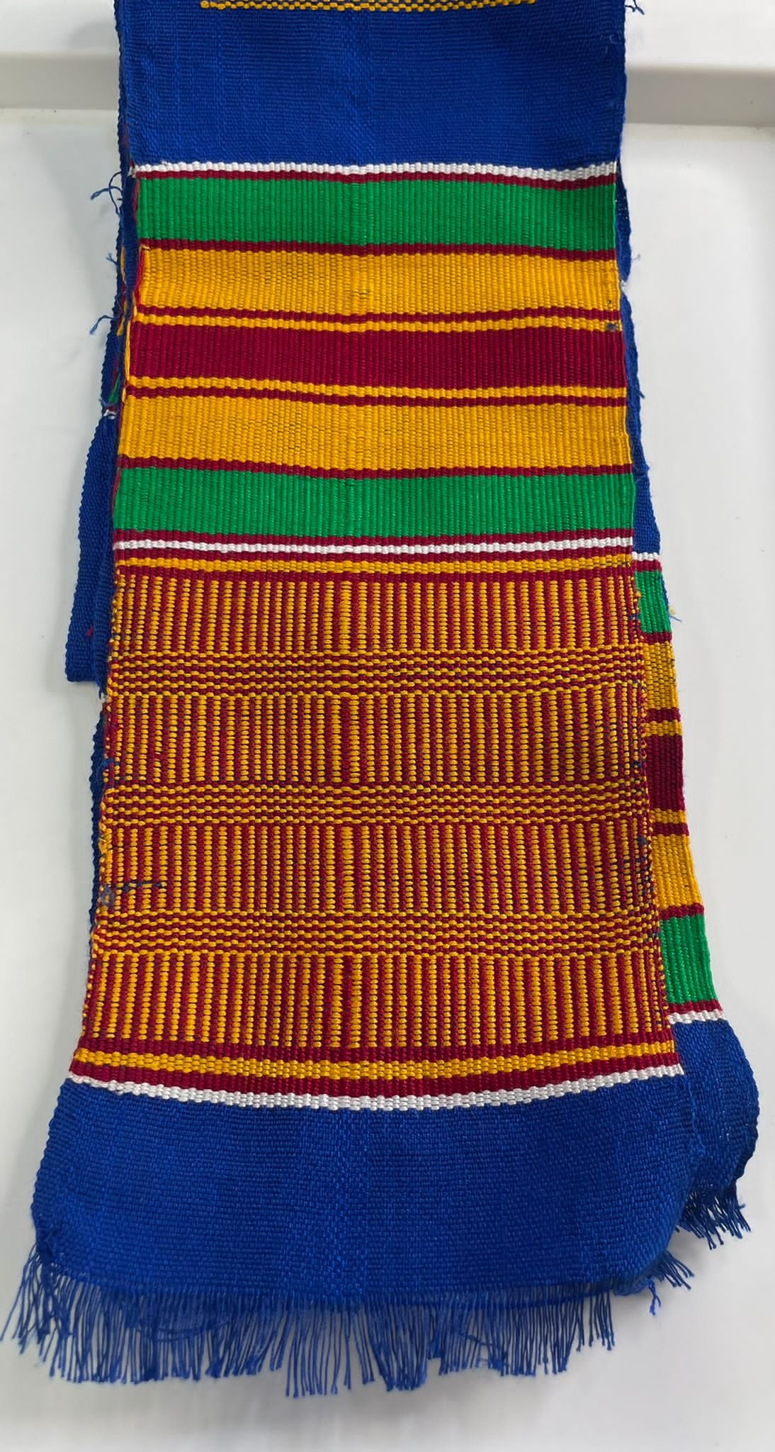 Authentic Handwoven Muffler in Blue & Multi African Kente Graduation Stole - Image 3