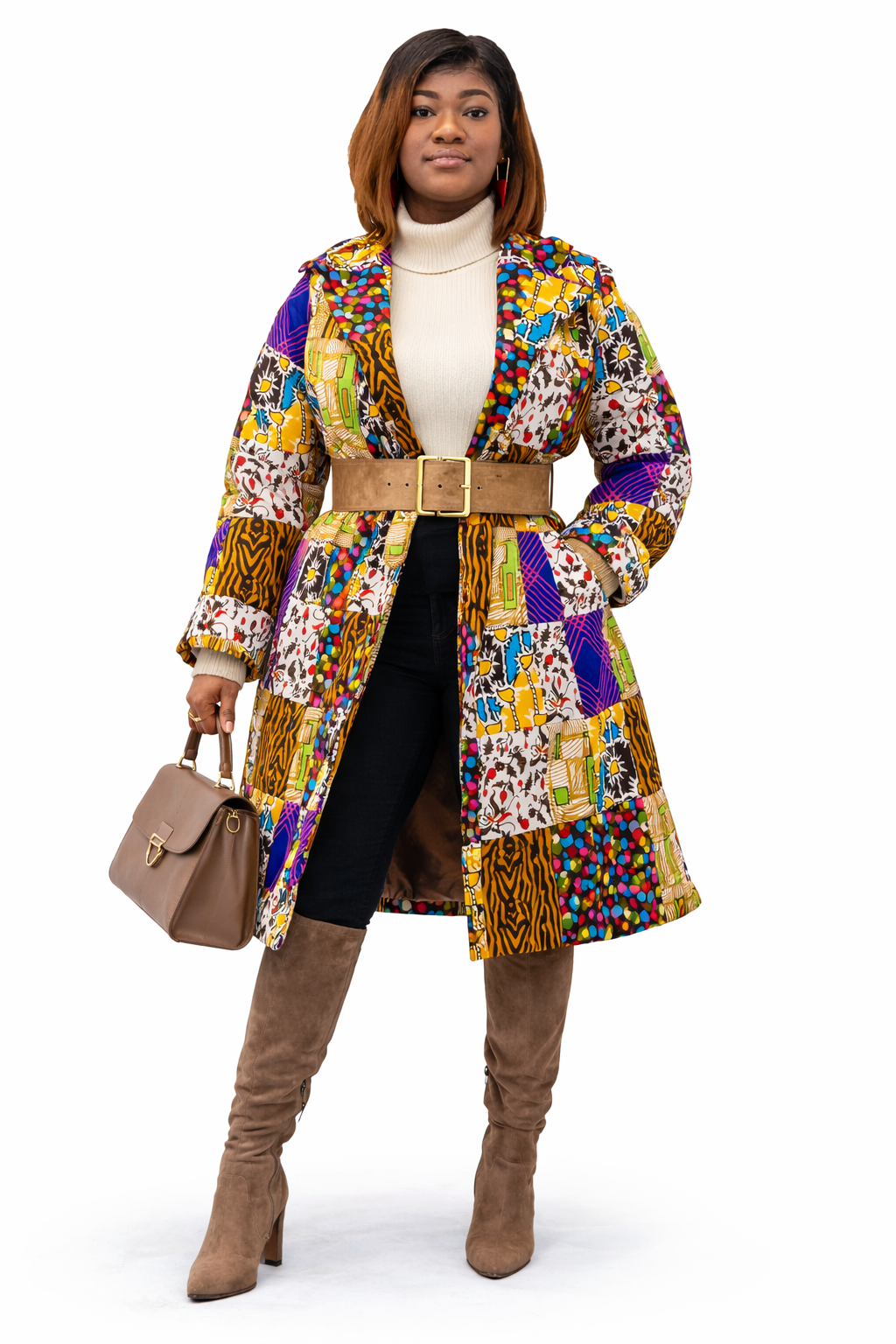 Anaya Colourful African Patchwork Print Coat