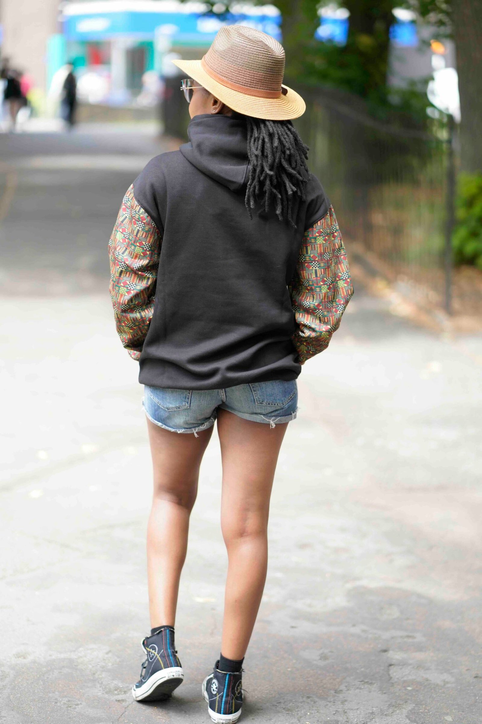 Unisex Afro-Fusion Zip Hoodie – Black with Ankara Print - Image 5