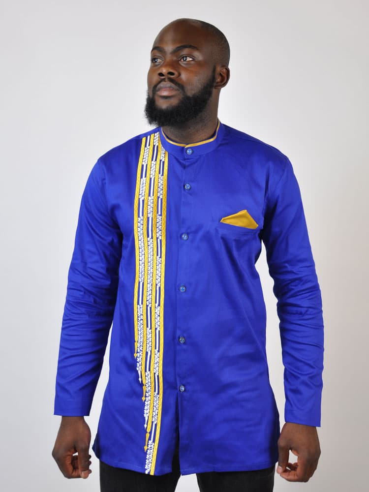 Bold Blue African Embroidered Shirt
