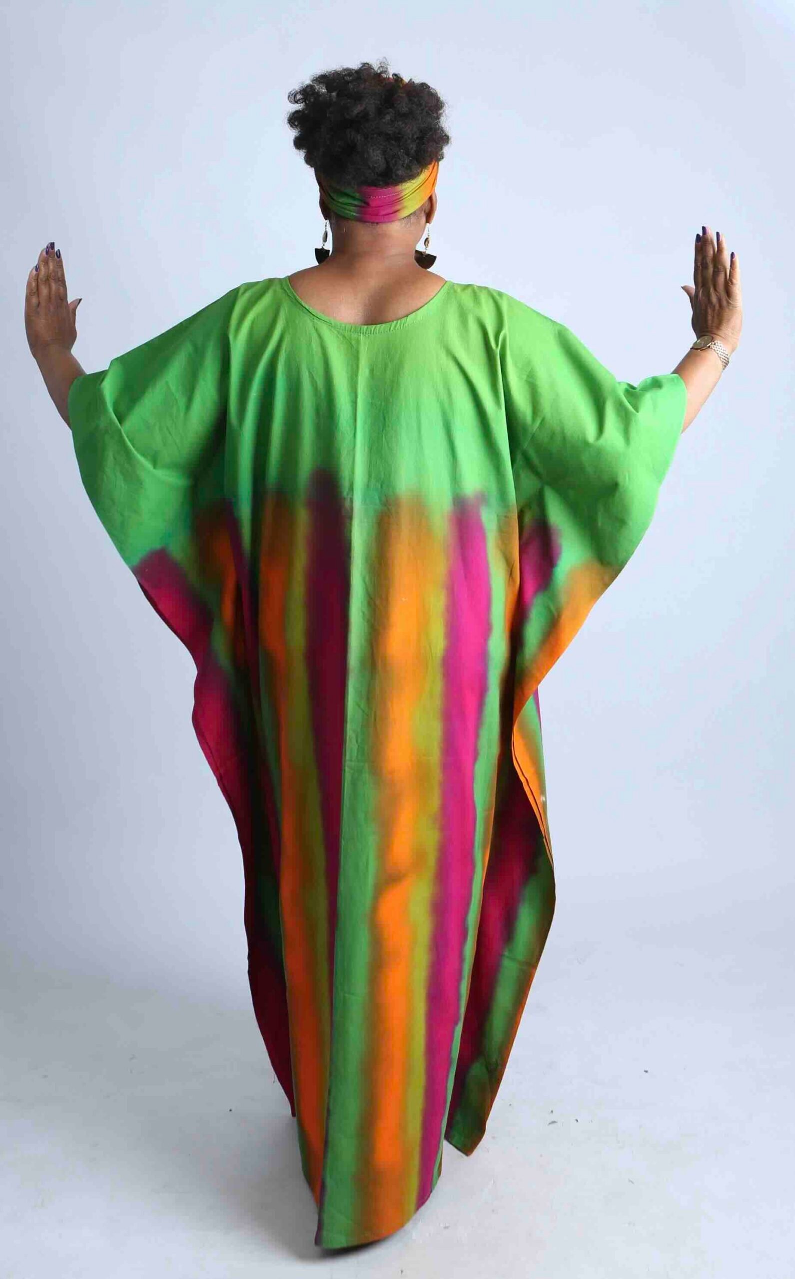 Vibrant Striped African Kaftan With Matching Scarf - Wumbei - Image 5