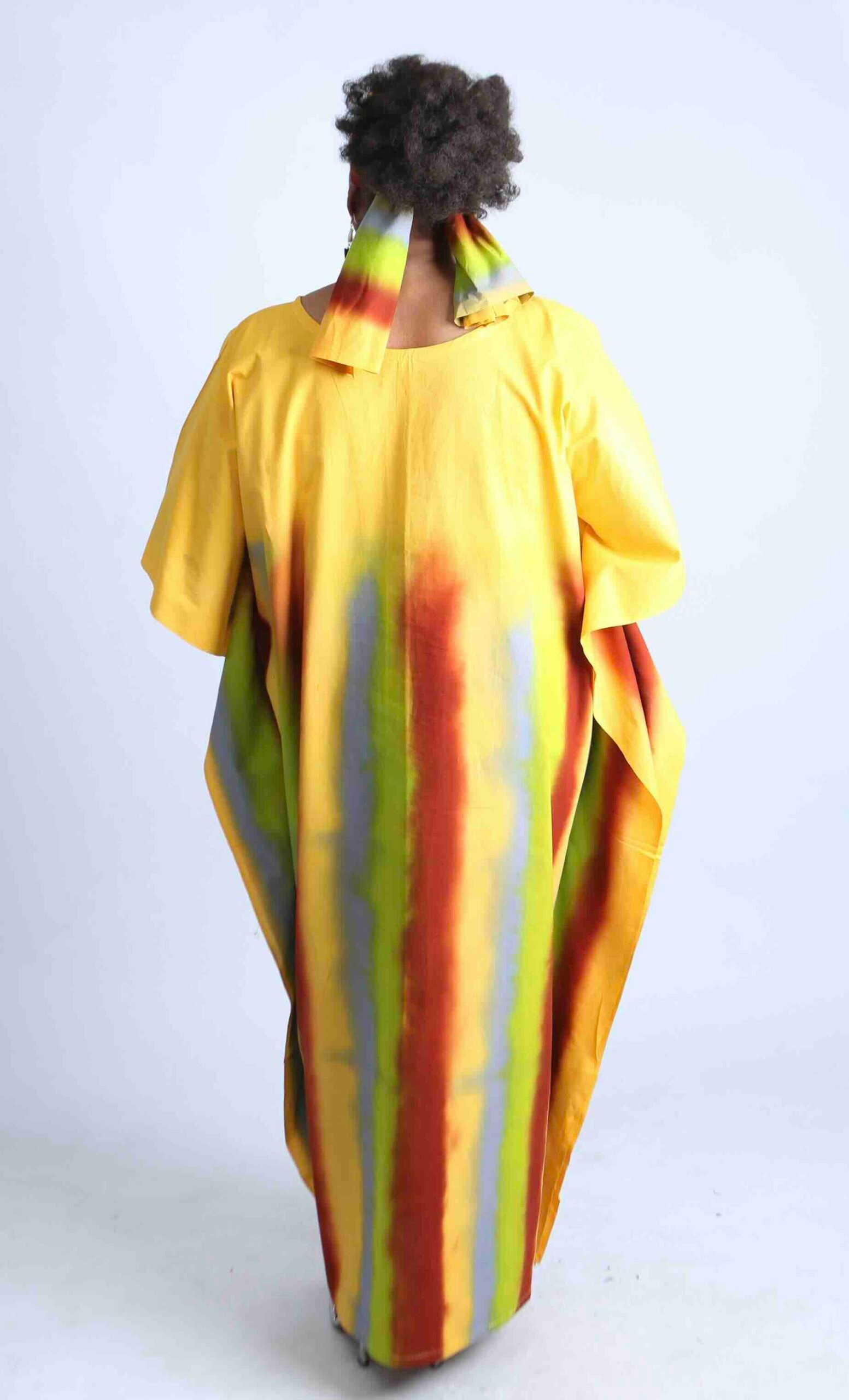 Vibrant Striped African Kaftan With Matching Scarf - Suhura - Image 2