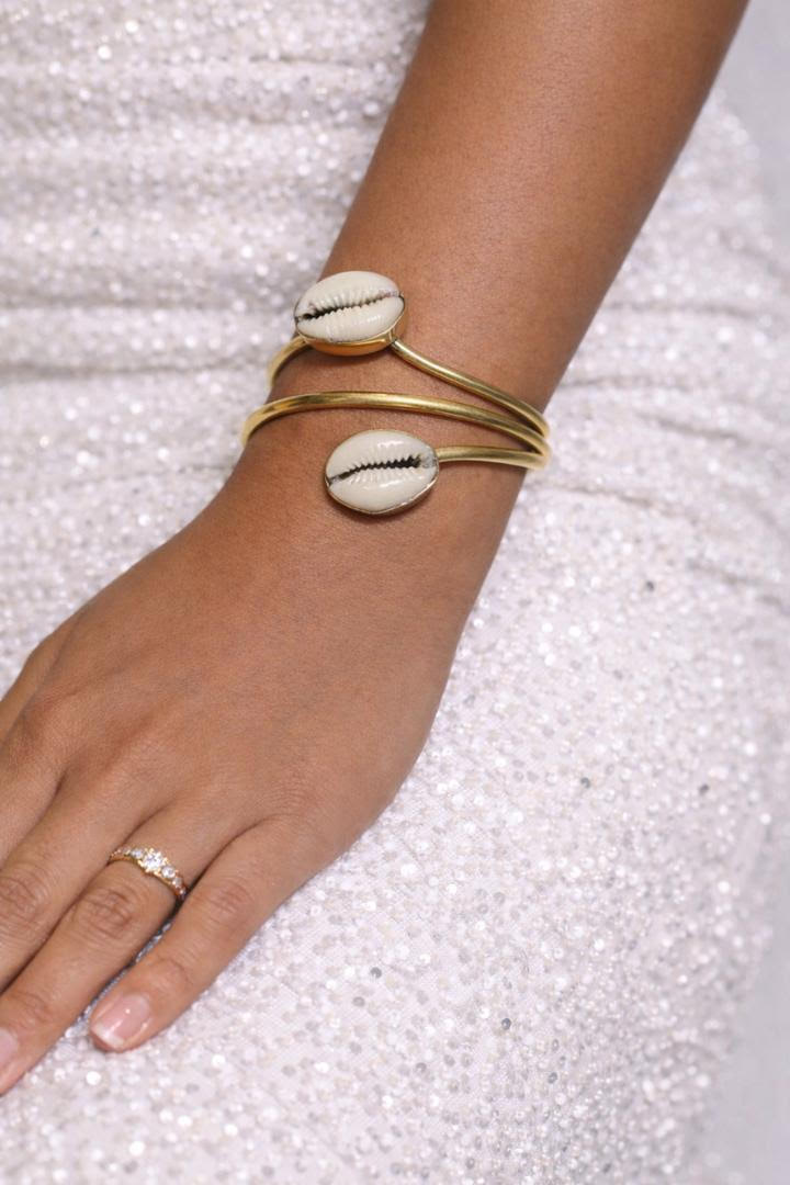 Adjustable Cowrie Shell Cuff Bracelet