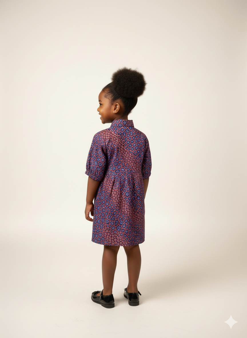 Girls African Print Dress - Image 3