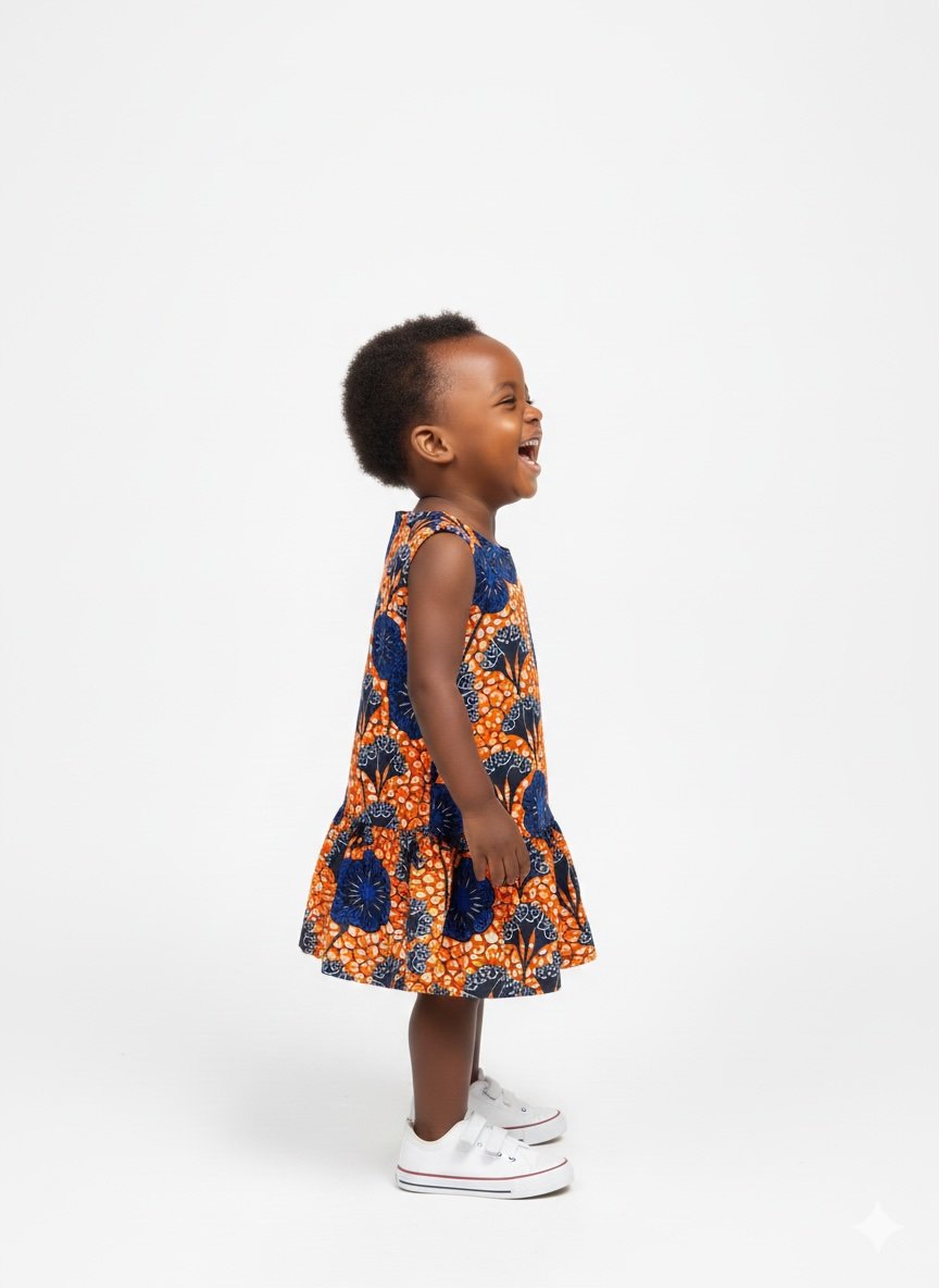 Girls African Print Dress - Image 2