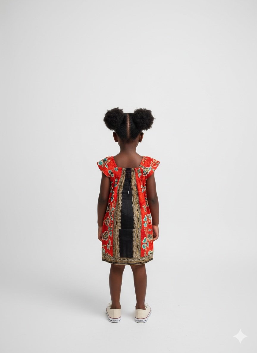 Girls African Print Dress - Image 3