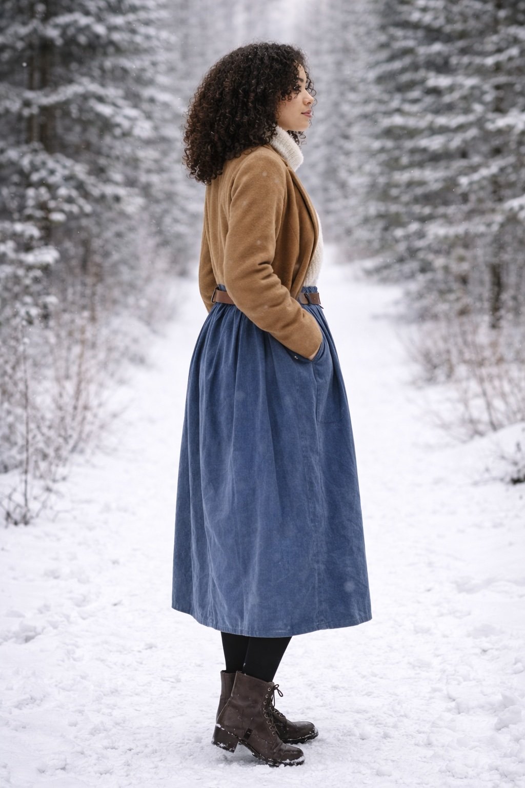 Winter Midi Skirt with Belt - Image 2
