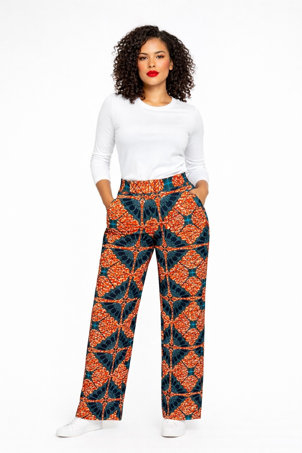 Ankara Print Wide-Leg Trousers
