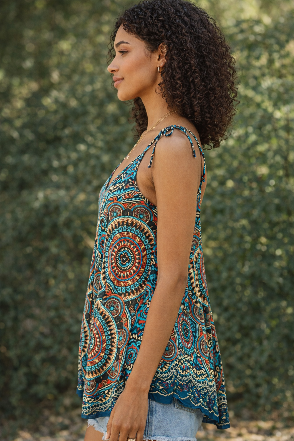 Turquoise Tie-Shoulder Cami Top - Image 4