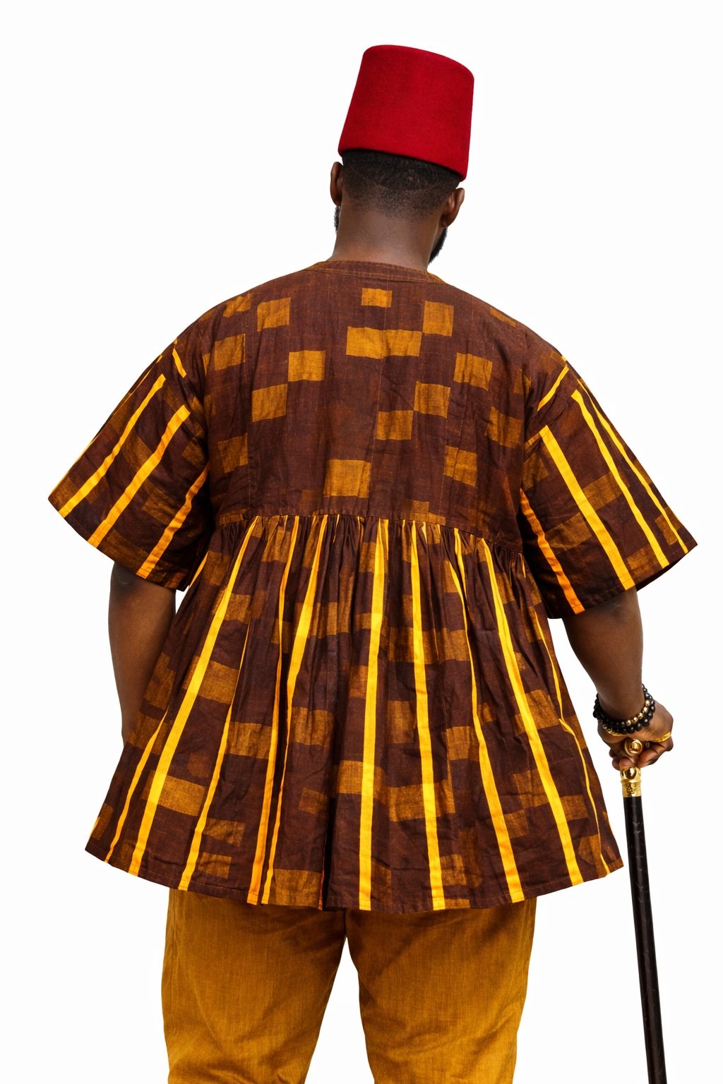Heritage Brown Fugu Traditional Smock – Authentic Ghanaian Batakari Tunic - Image 7