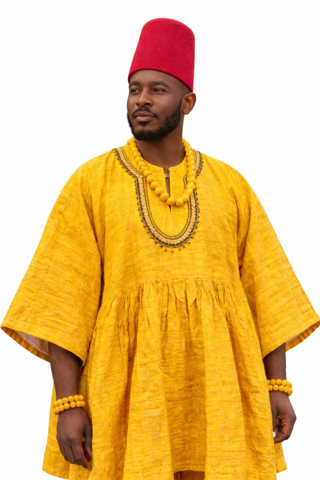 Heritage Mustard Fugu Traditional Smock – Authentic Ghanaian Batakari Tunic