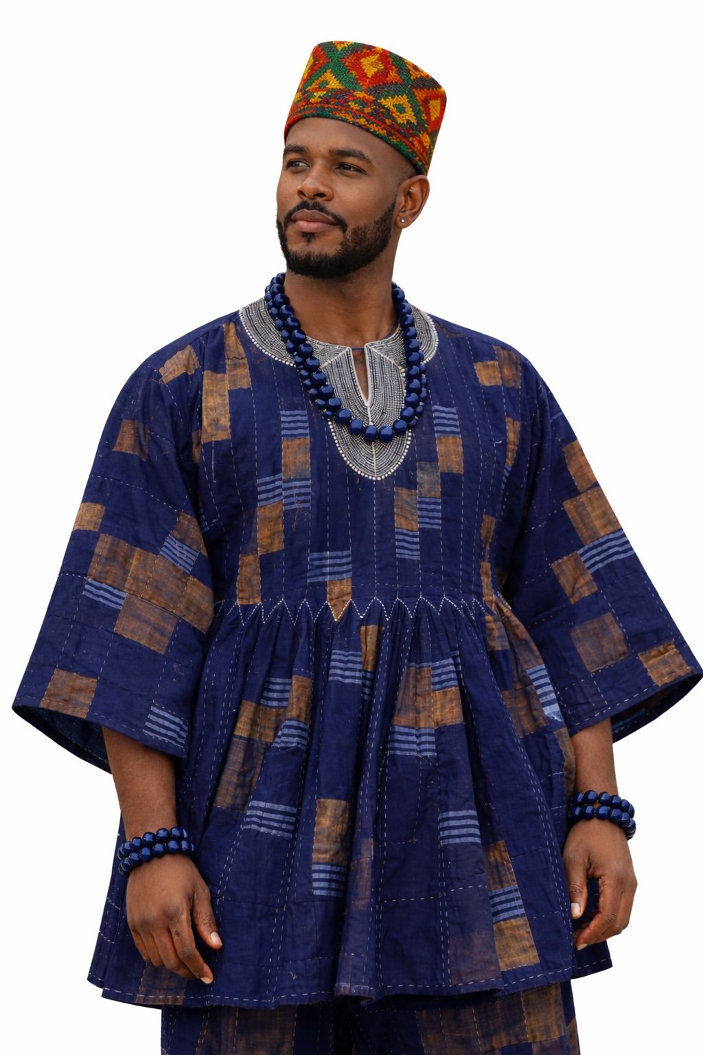 Heritage Navy Fugu Traditional Smock – Authentic Ghanaian Batakari Tunic
