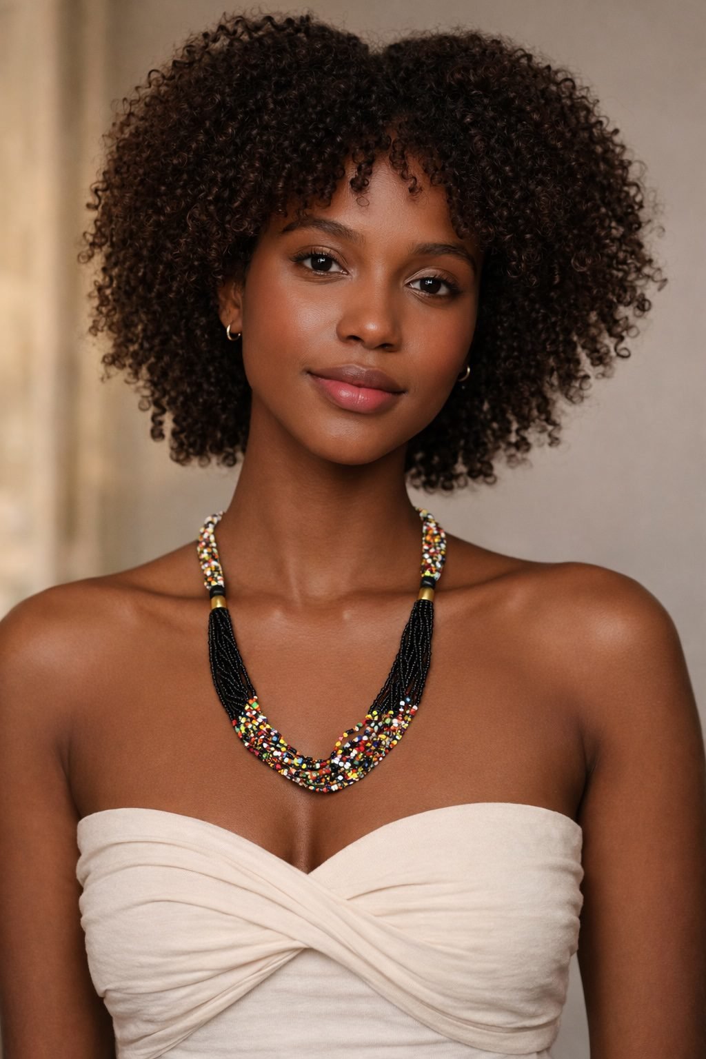 Multilayer African-Inspired Statement Beaded Necklace