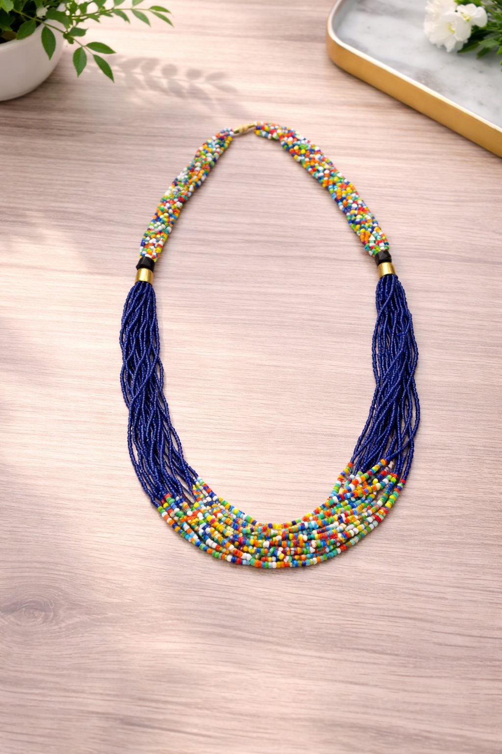 Multilayer African-Inspired Statement Beaded Necklace - Image 5
