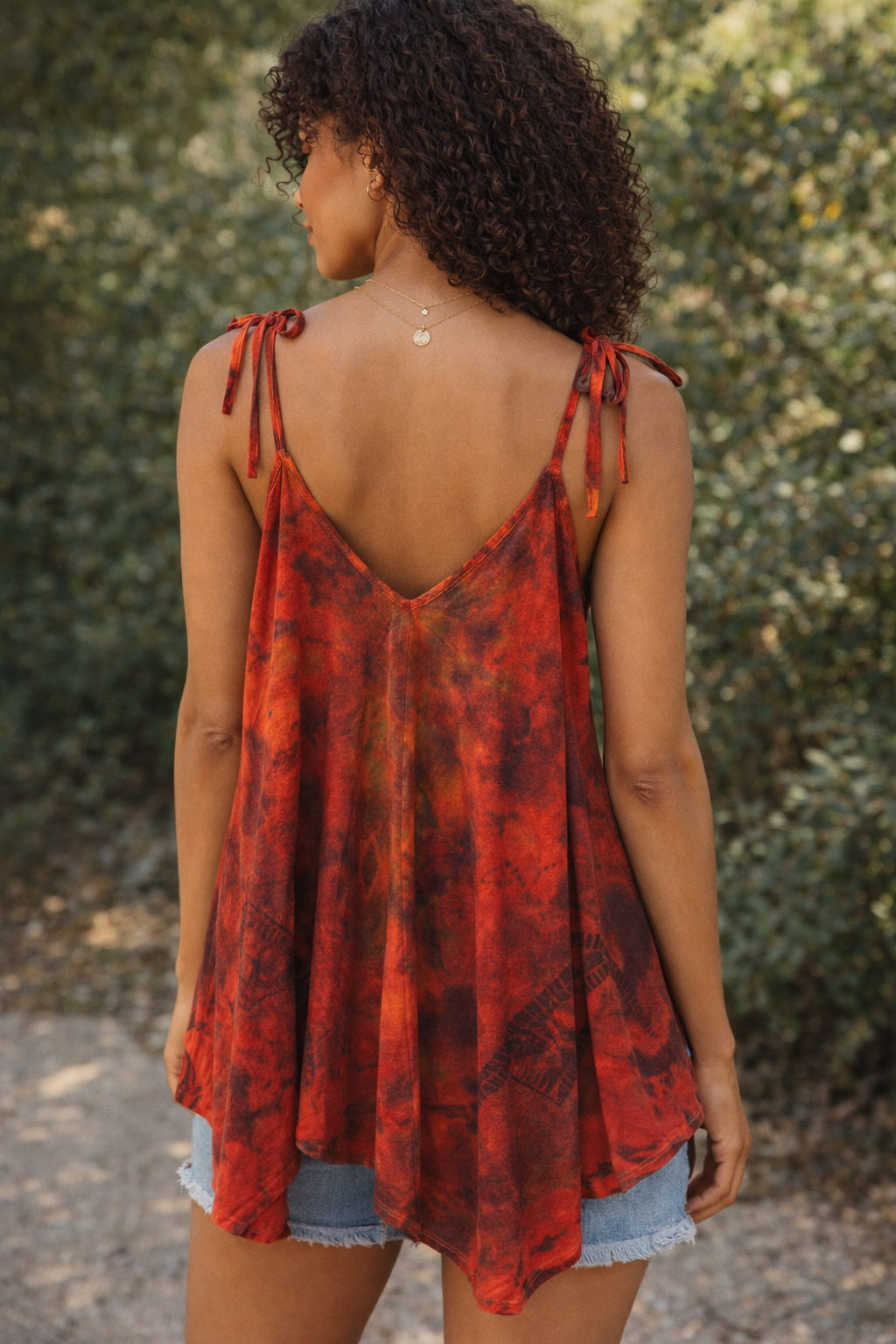 Red Tie-Shoulder Cami Top - Image 3