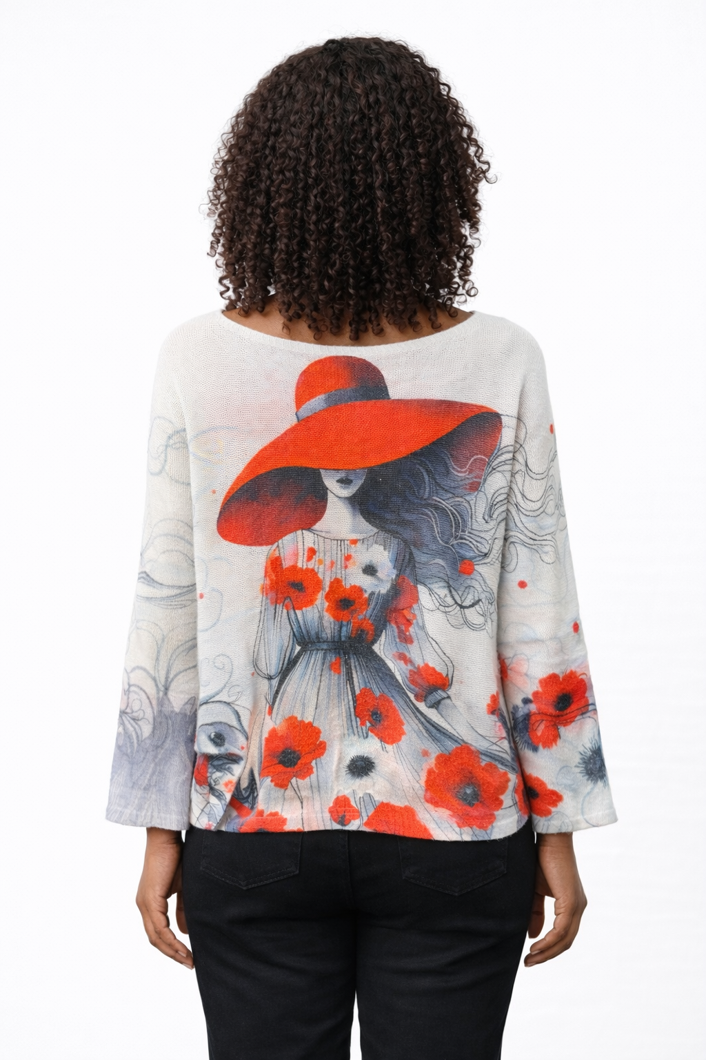 Women’s Lady & Poppy Print Top - Image 2
