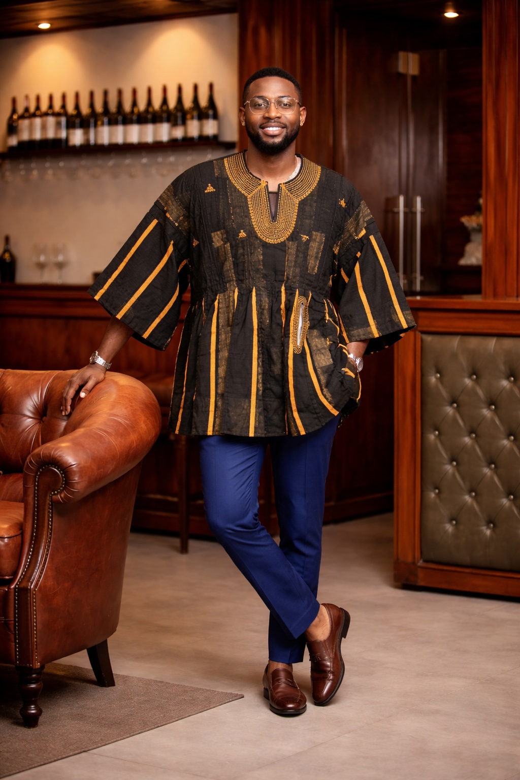 Midnight Gold Heritage Fugu Smock Top