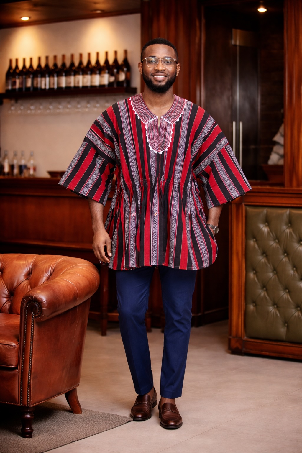 Crimson Heritage Stripe Fugu Smock Top